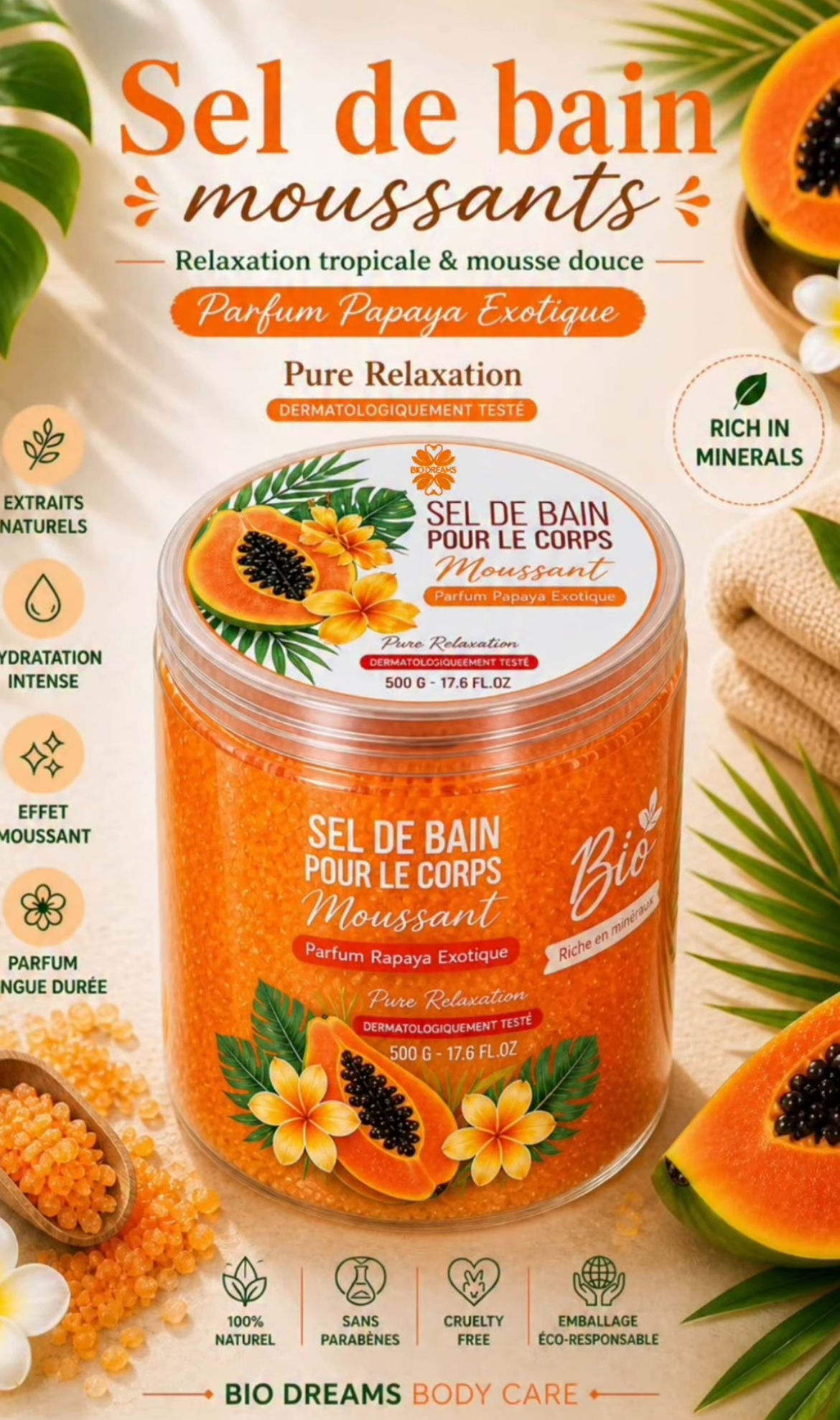 Sel de bain moussant
